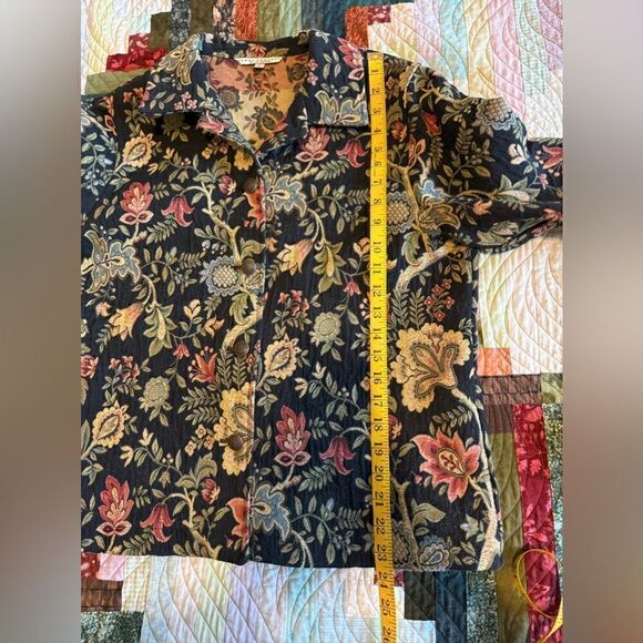 Carol Anderson by Invitation Floral Canvas Jacket Size Large Button Up - Picture 6 of 7